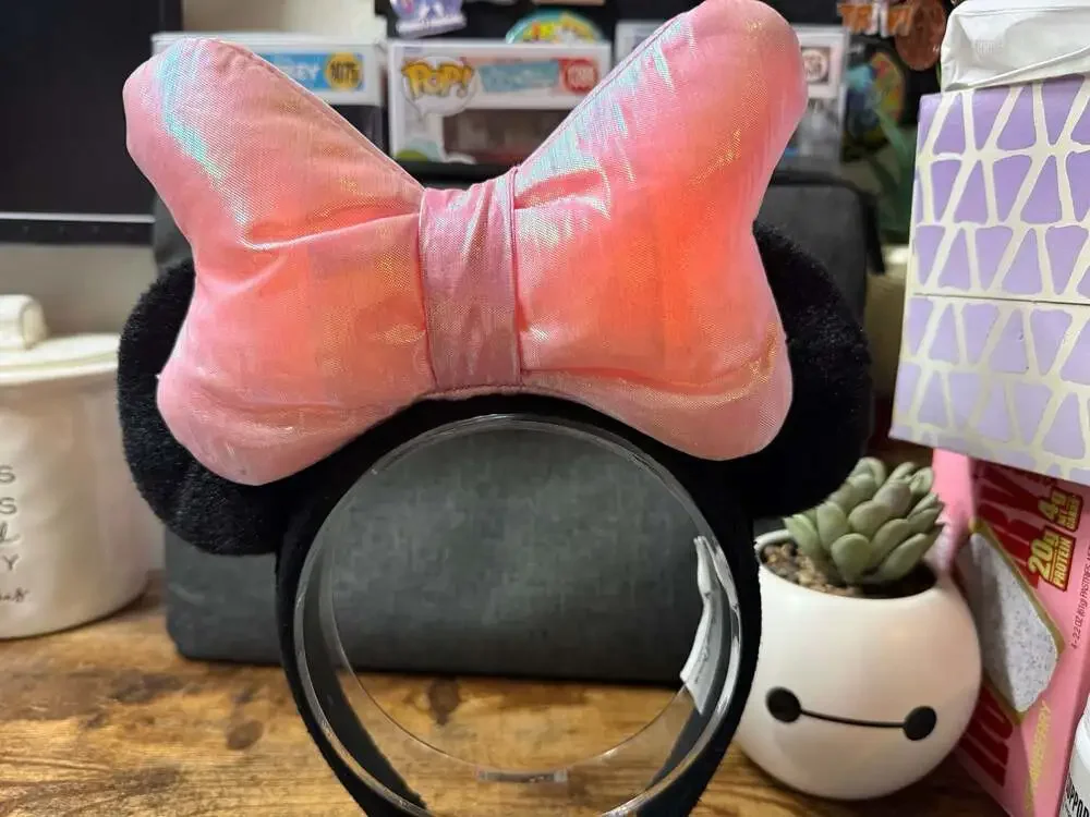 Disney Parks Light Up Iridescent Pink Bow Ears Headband